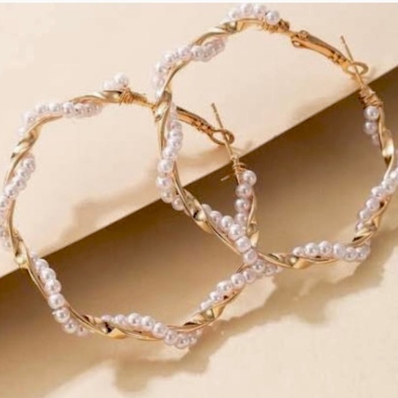 Jewelry - 3 for $12 NWT Pearl Hoop Earrings